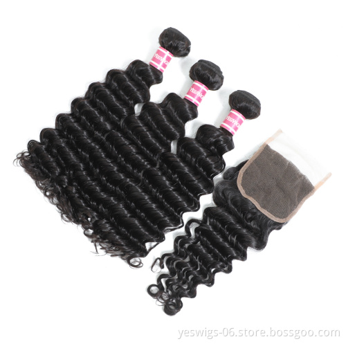 100 Real Unprocessed Raw Indian Deep Wave Virgin Hair Cuticle Aligned Remy Bundles Wholesale Mink Human Hair Extension Deep Wave